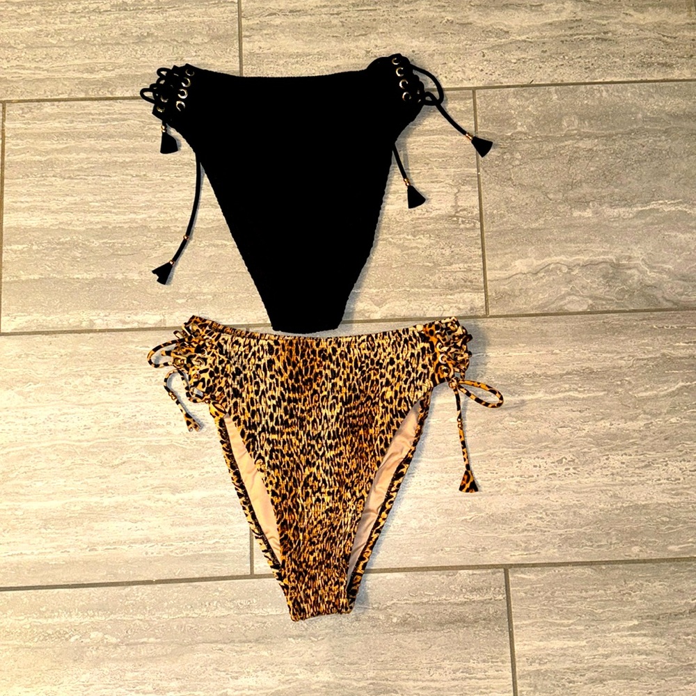 Victoria’s Secret high waist, side tie swim bottoms